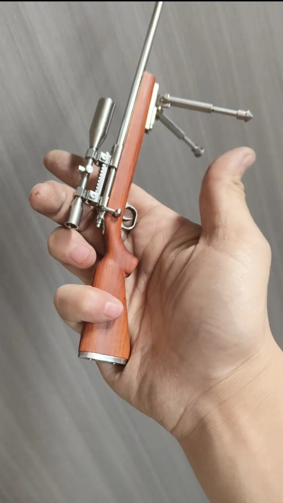 1/5 Scale Premium Custom 304 Stainless Steel M24 Sniper Rifle Miniature with Rosewood for Collectors Home Display