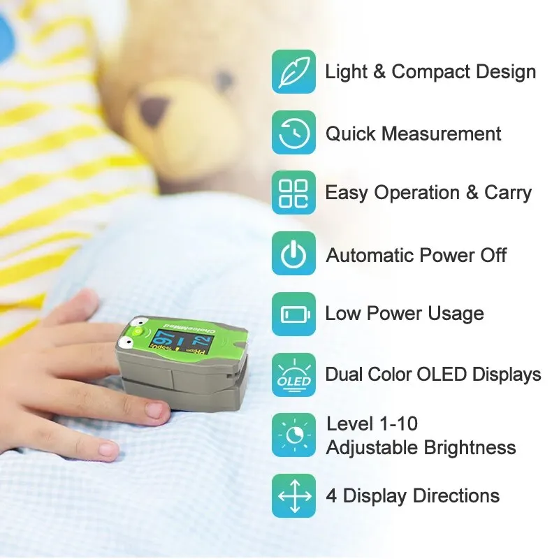 ChoiceMMed Children Finger Pulse Oximeter Blood Oxygen Saturation Monitor Pulse Rate Meter Pulse Oxiometer OLED Oximetro De Dedo