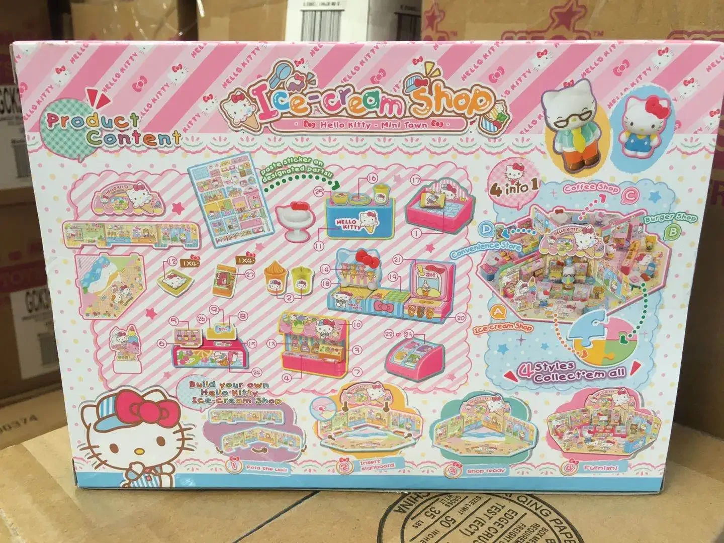 

Sanrio Hello Kitty Mini Town Магазин мороженого Удобный магазин Ролевые игры Дом Костюм Игрушки Подарки Модель Украшения