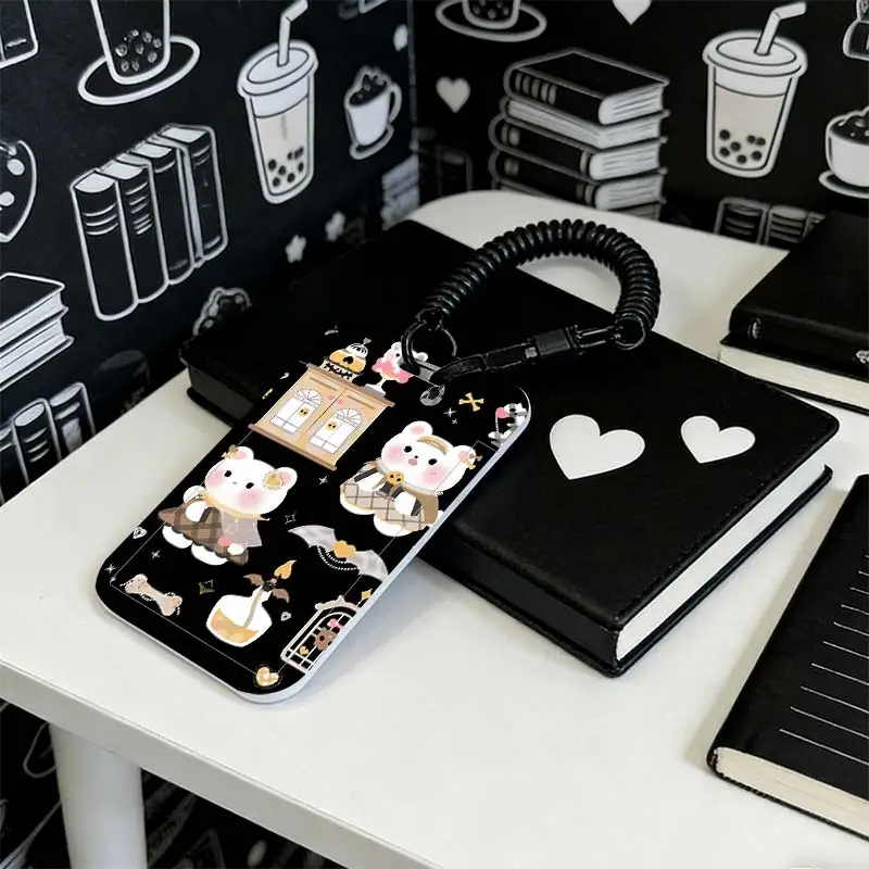 Card Holder for Stretchable Spring Cord Photo Protector Kpop Photocard Holder Student Bus/Meal Card Protection Case