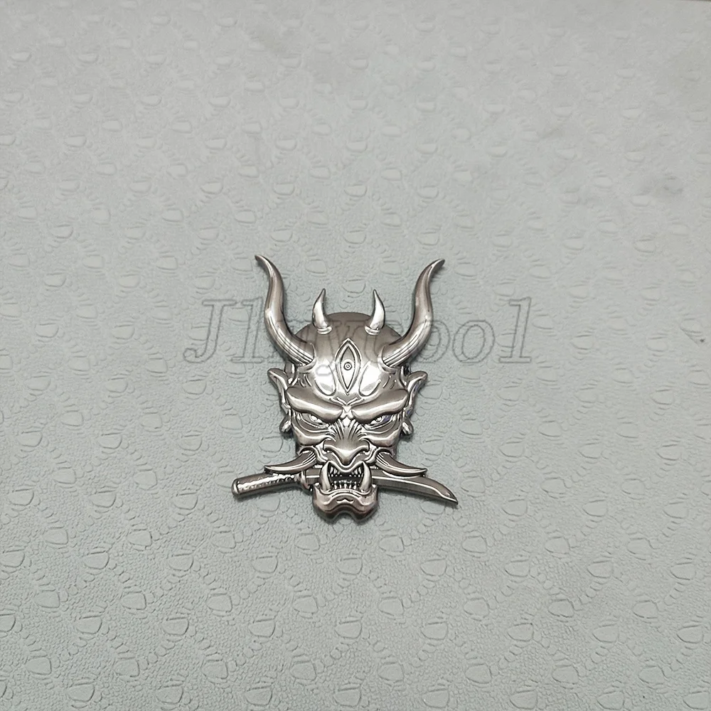 Japanese Samurai Ghost Warrior Prajna Car Auto Emblem Sticker Assassin 3D Metal Black Badge Metal Motorcycle Custom Styling