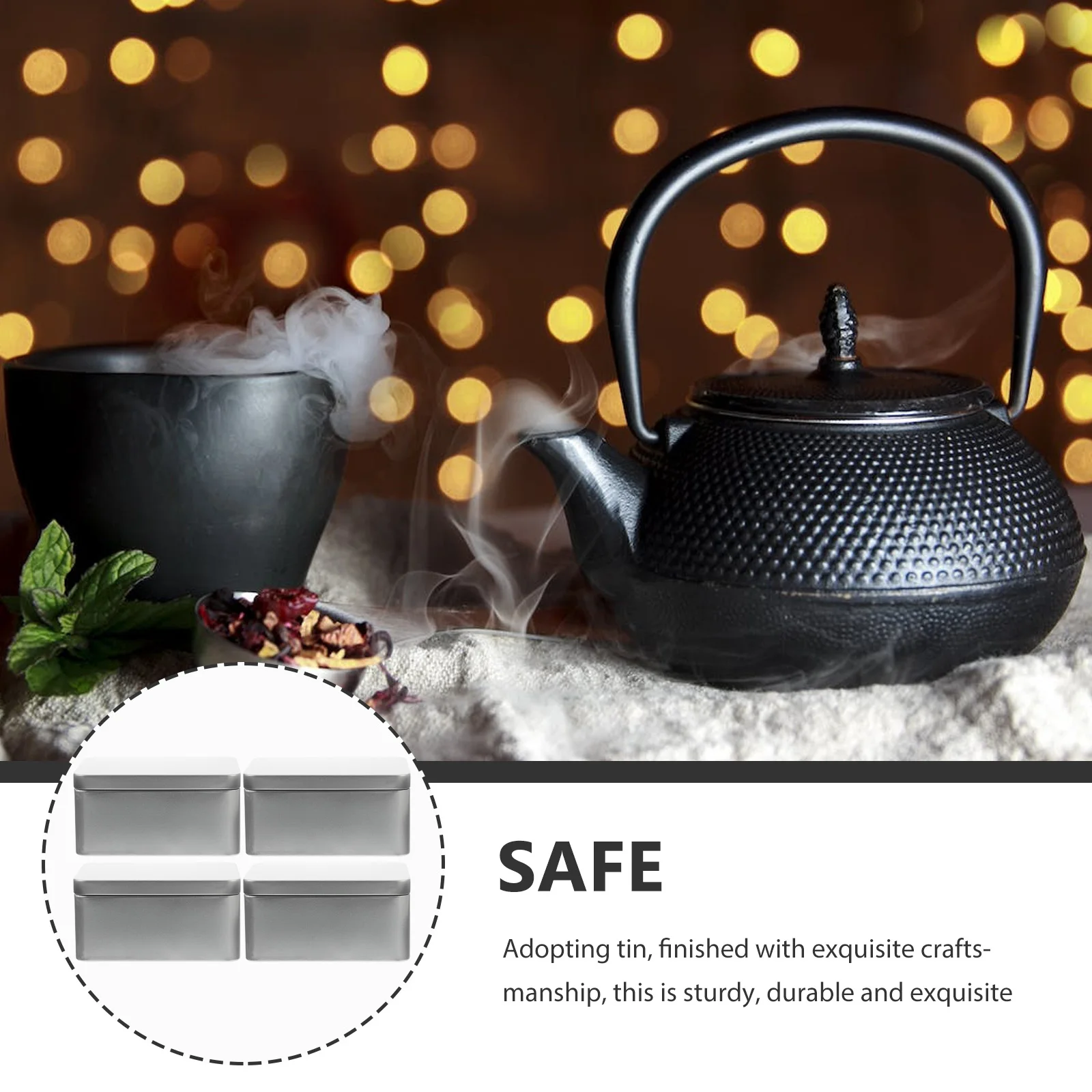 

4 Pcs with Cover Gift Box Child Small Tinplate Containers Rectangular Candy Case