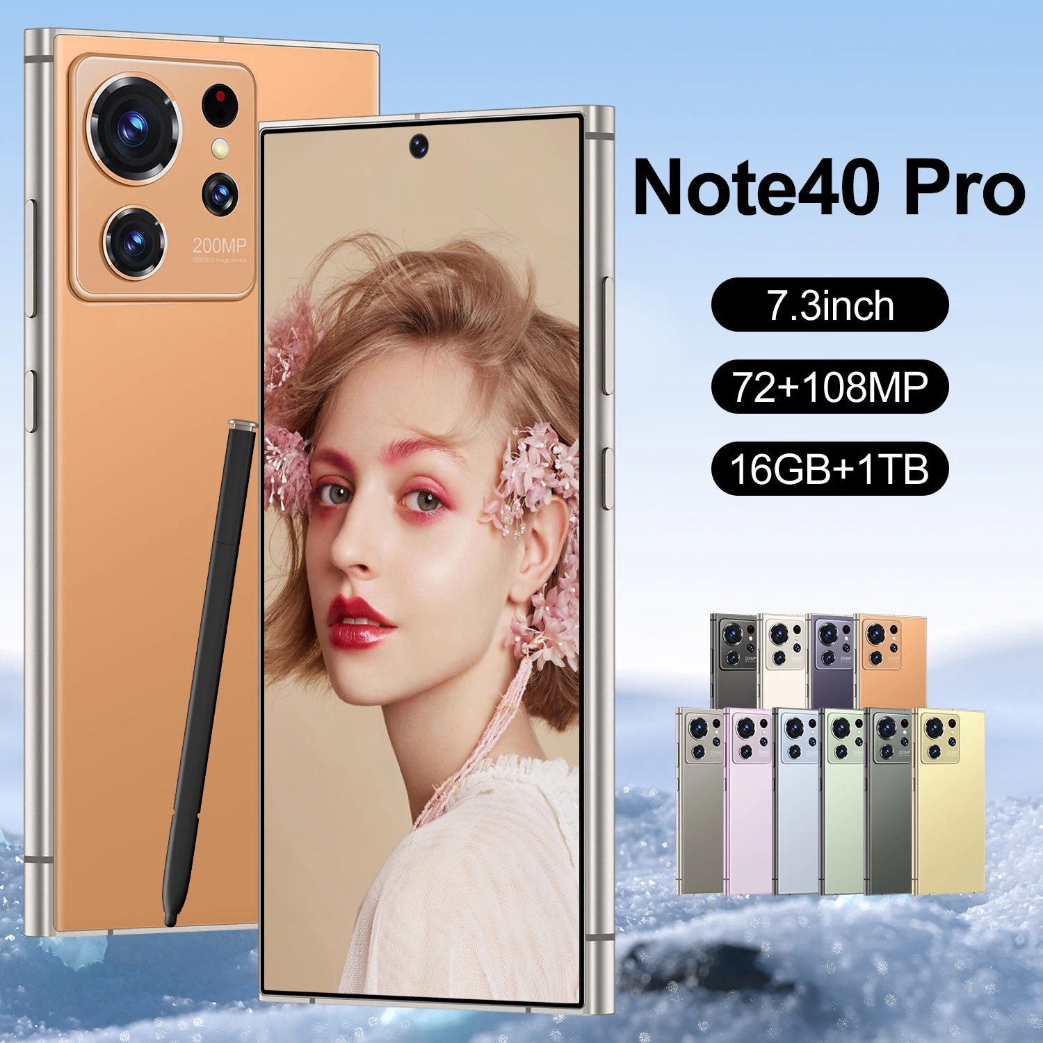 Note 40 Pro smartphone features a built-in stylus, runs on Android 15, supports dual SIM cards, WiFi, and GPS, and com