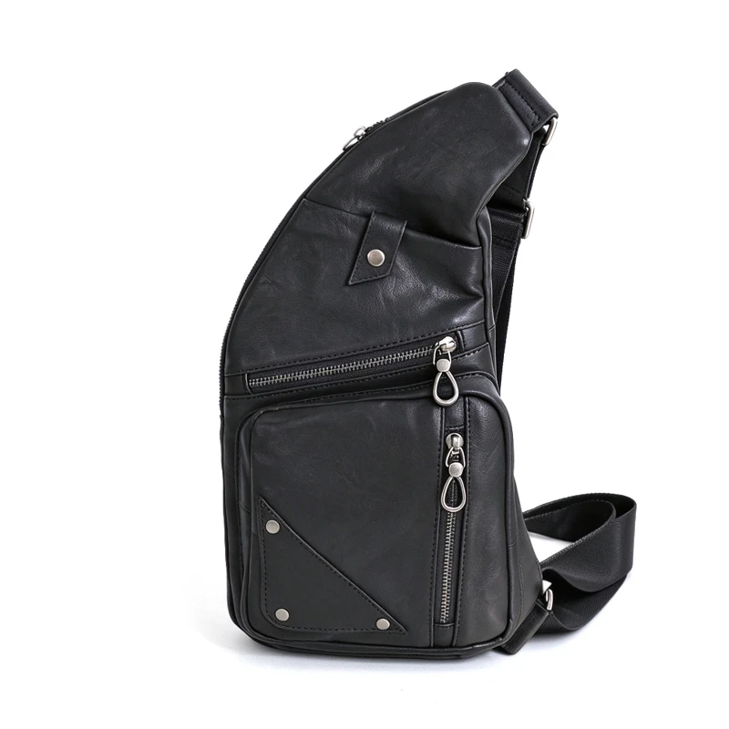 Genuine Leather Chest Bag for Men, Fashionable and Casual Crossbody Bag, Top Layer Cowhide Chest Backpack, Classic Shoulder Bag