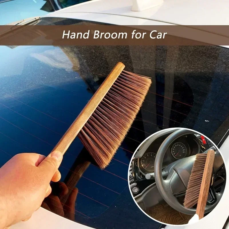 Hand Broom Cleaning Brushes-Soft Bristles Dusting Brush for Cleaning Car/Bed/Couch/Draft/Garden/Furniture/Clothes,Wooden Handle