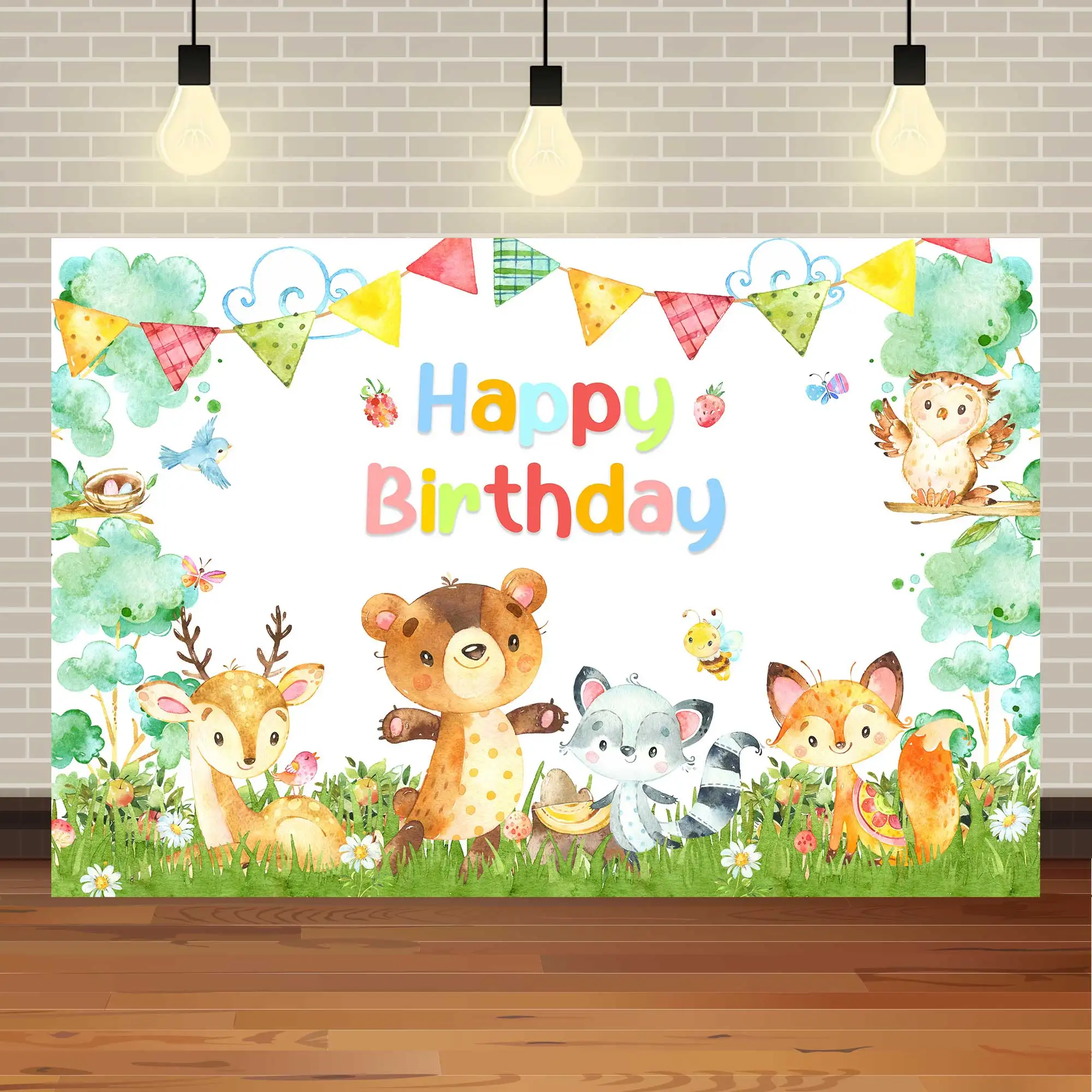 NeoBack zwierzęta leśne tło lasu kwiaty na przyjęcie liście dekoracje urodzinowe Baby Shower lisa niedźwiedzia Studio fotograficzne w tle