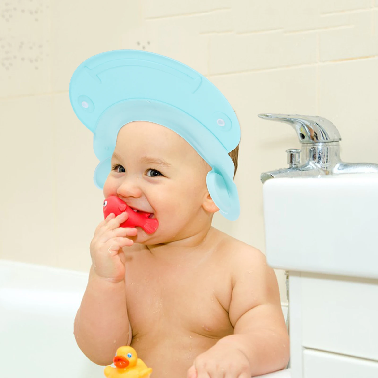 

Lovely Baby Waterproof Adjustable Infant Waterproof Showering Hat Hair Wash Cap Comfortable Cartoon Shower Hat For Kids