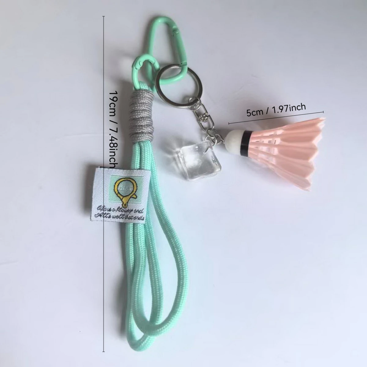 Creative Simulation Color Badminton Keychain Cool Summer Ice Cube Sports Pendant Detachable Buckle Woven Rope Bag Ornaments