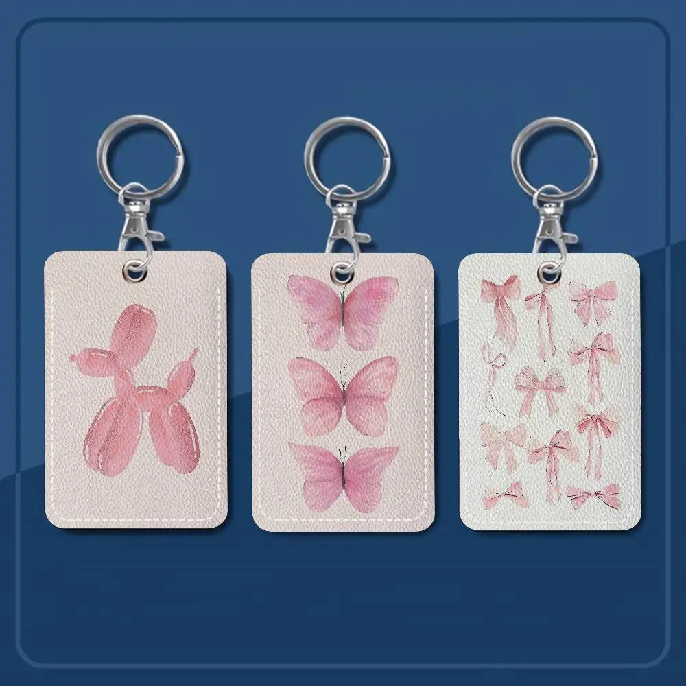 

Модные розовые брелоки для кредитных карт и студенческих удостоверений с рисунком бантов, вишни, воздушных шаров, щенков, бабочек, для мужчин и женщин, для офиса