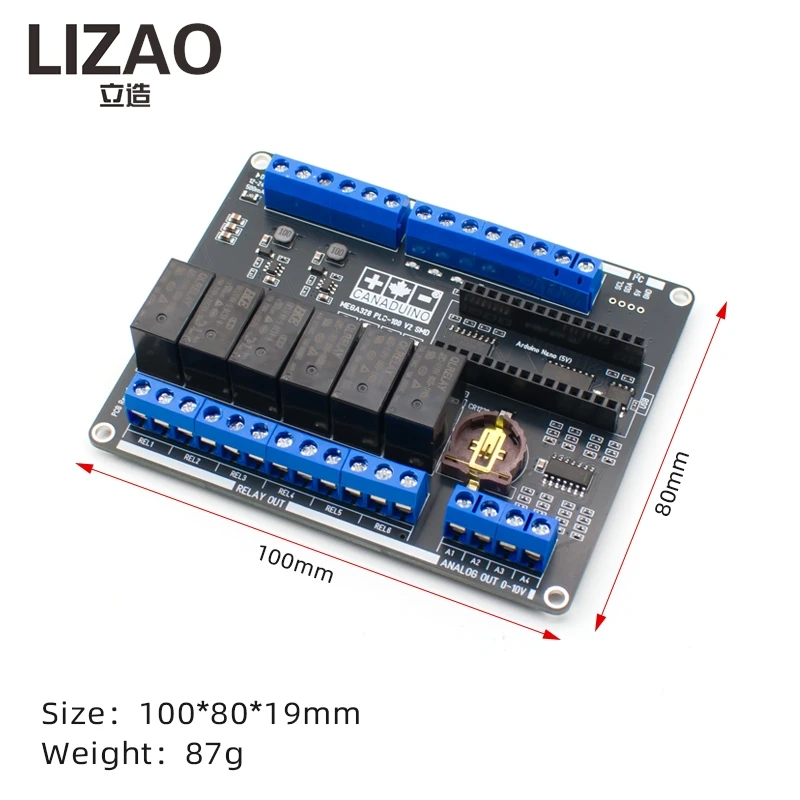 mega328-plc-100-v2-smd-リレーボード、arduino-nano-プロジェクト用-plc-互換拡張モジュール