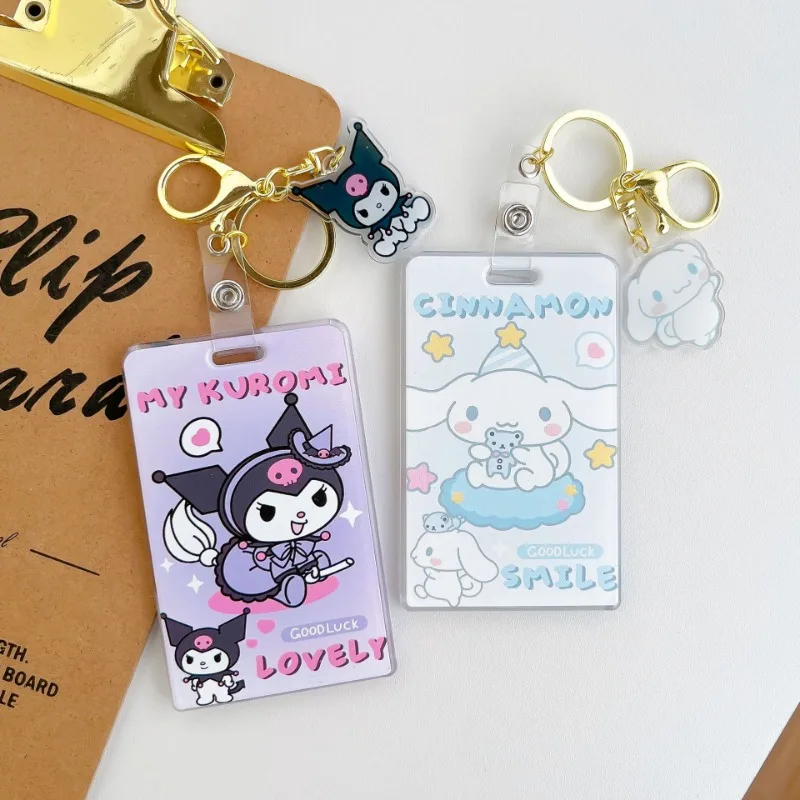 Sanrio Kuromi Keychain Anime Cartoon Couple Bag Pendant Key Ring Keychain Accessories Student Transparent Bus ID Door Card Case