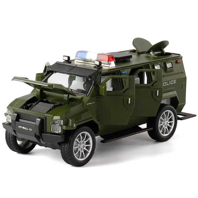 High quality 1:32 scale alloy pull back Armored rescue vehicle model,military armored vehicles,open doors,sound light toy