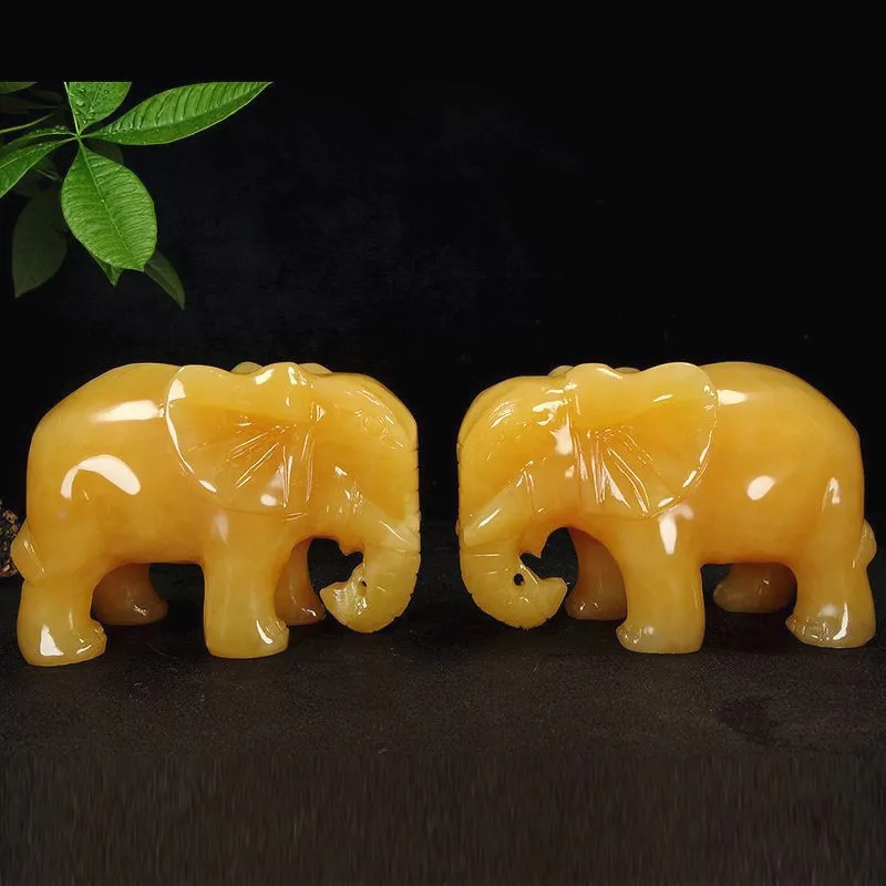 Natural crystal topaz elephant home decoration