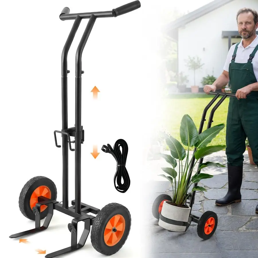 

Передвижная подставка для растений на колесах, усиленная, с регулируемыми ножками и захватами, на присосках, для использования в помещении и на улице