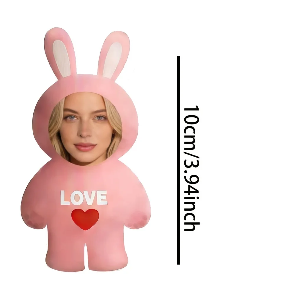 Ein personalisiertes rosa fotogestaltetes Kissen in Hasenform – personalisiertes Fotokissen – personalisiertes Feiertagsgeschenk für Muttertag, Geburtstagsgeschenke, Heimdekoration und einzigartige Feiertagsgeschenke, lustige Designs, besondere Anlässe, modischer Stil, Geburtstagsgeschenke – Detail 4