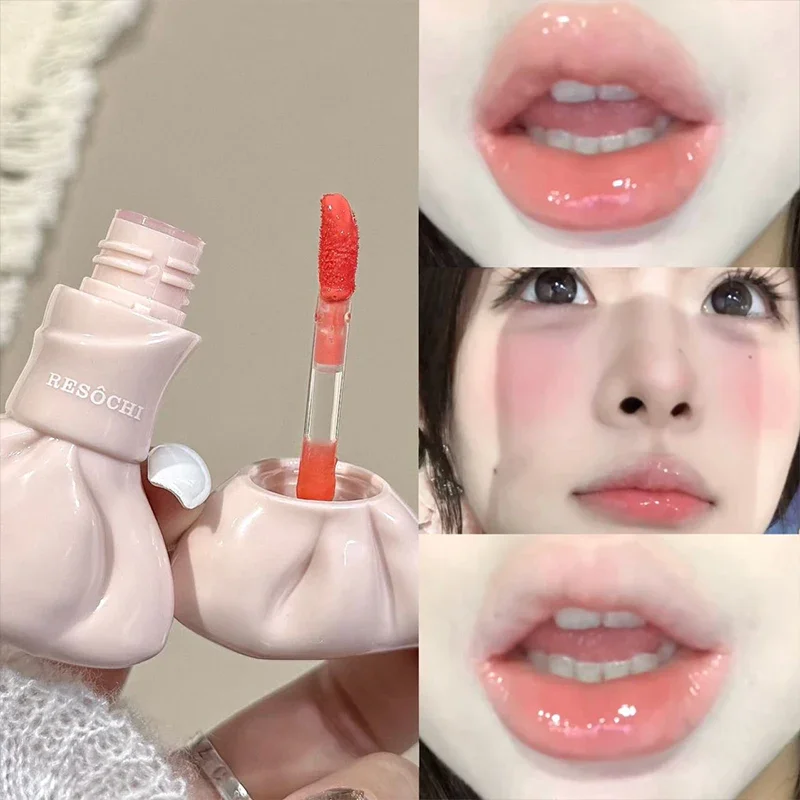 Water Light Mirror Lip Gloss Bow Tube Crystal Nude Jelly Moisturizing Lip Glaze Lasting Non-greasy Liquid Lipstick Cosmetics