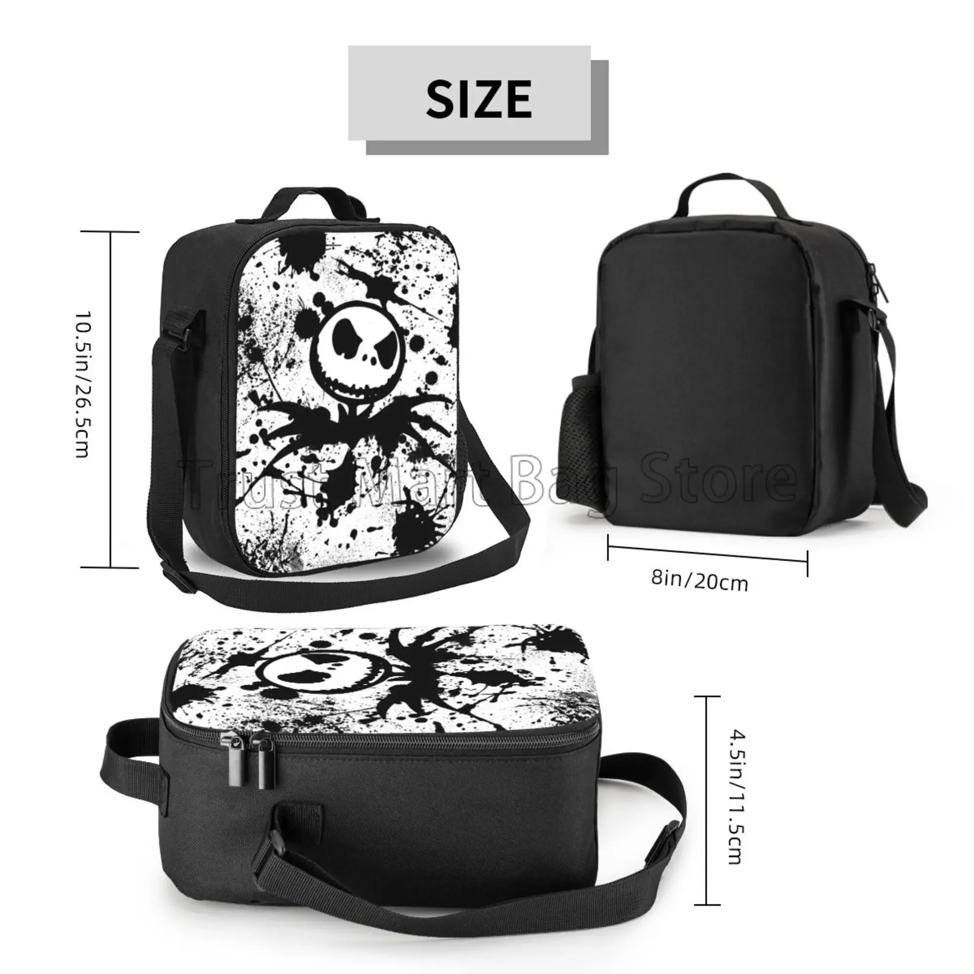 Horror Halloween Christmas Insulated Lunch Bag Portable Thermal Lunch Containers Reusable Cooler Tote Bag for Work Picnic Travel