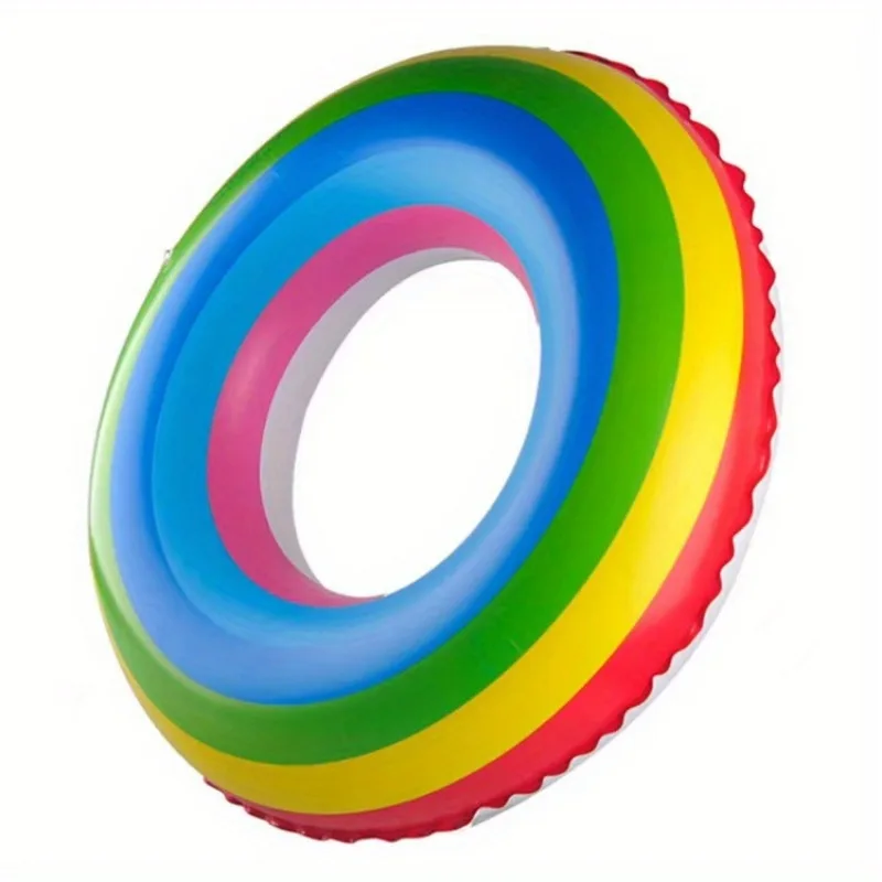 Thickened Rainbow Swimming Ring Adult Children Summer Water Sports Safe Floating Swimming Pool Beach Toys inflatable pool toys