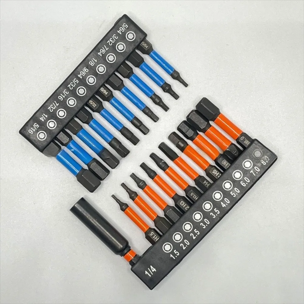 1/4in Hex Shank Allen Wrench Bit Set Precision Magnetic Tip Hex Shank Drill Bit Set Quick Release S2 Steel Hex Head Wrench Set