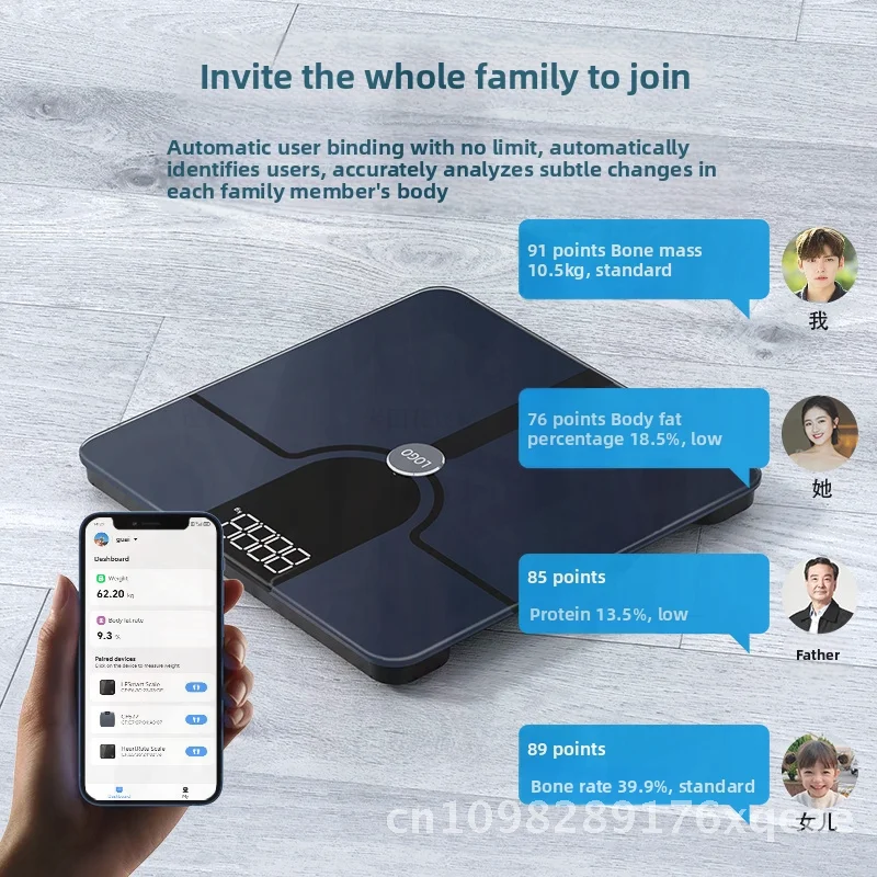 

Bluetooth Body Fat Scale LED Display 180KG Capacity Electronic Weighing Precision Measurement with BMI Calculation for Home Use