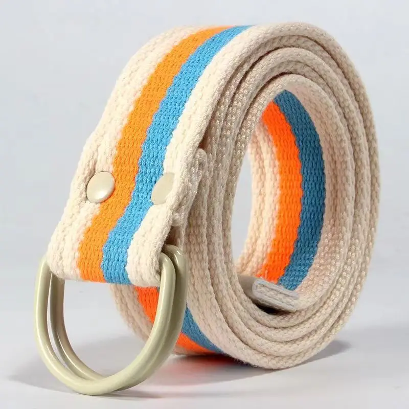 The Girl Boy The New Color Stripe Creative Belt Fashion Trendy Leisure Canvas Belt D Joker Belts for Both Men and Women Punk