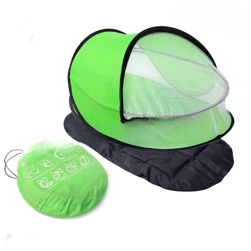 

Baby travel cot portable baby beach tent awning pop mosquito net and sleeping mat and 2 studs ultra light