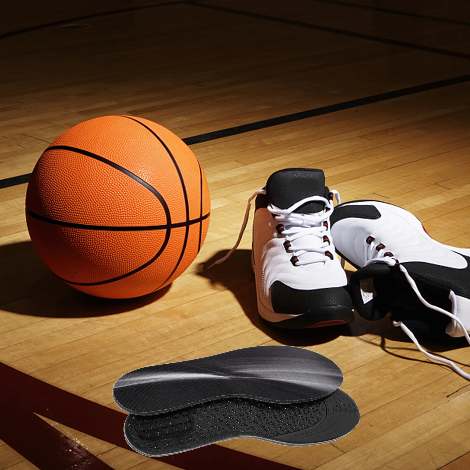 Plantillas de cojín grueso, insertos deportivos reemplazables transpirables, absorbentes de golpes, antideslizantes, aumento de altura, herramientas para el cuidado de los pies, color negro