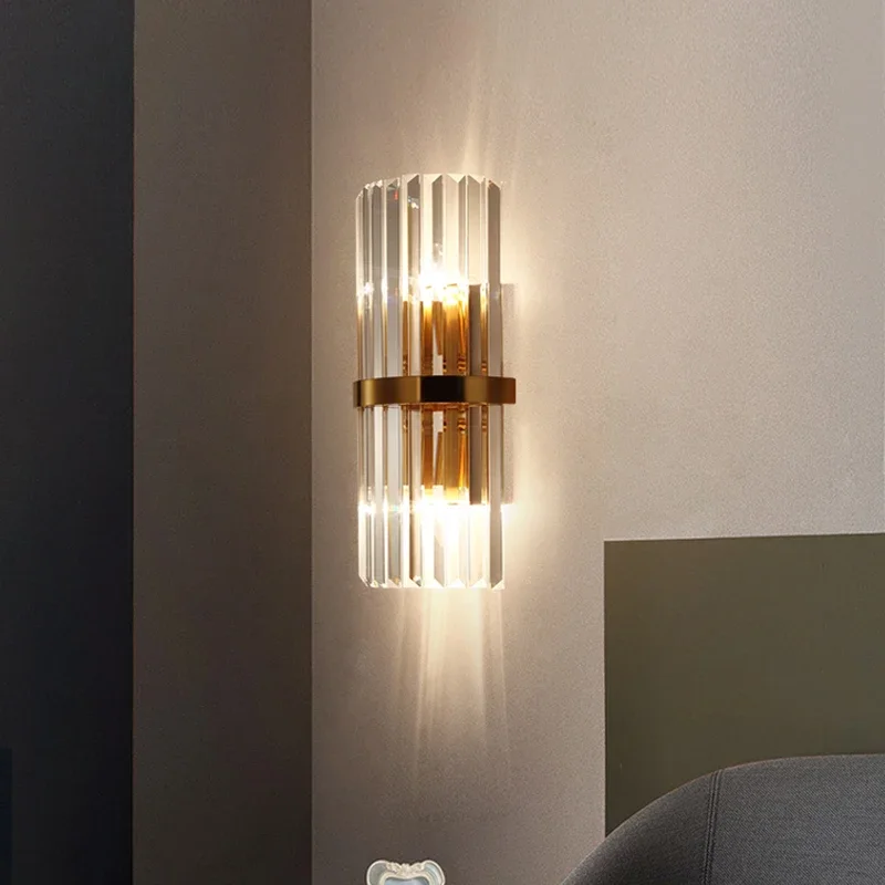 

NAVIMC Modern LED Crystal Wall Light Gold Home Decor Wall Lighting Fixture Bedroom Hallway Wall Sconce Lamp