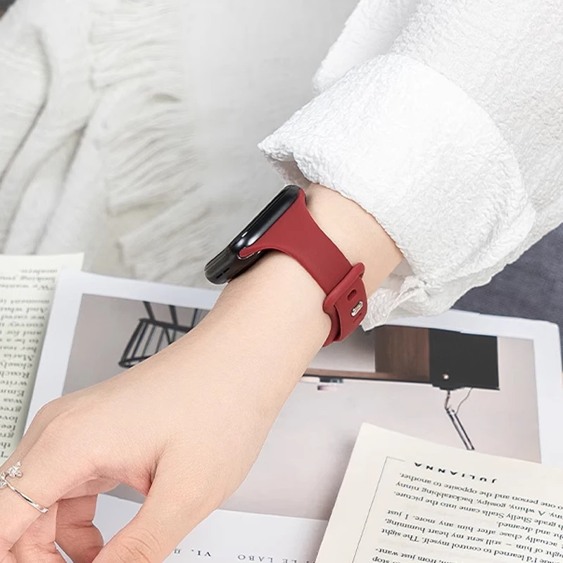 Slim strap for Apple watch band 42mm 40mm 38mm 44mm ultra 49mm Silicone bracelet correa iWatch series 6 se 5 4 3 7 8 45mm 41mm image 5