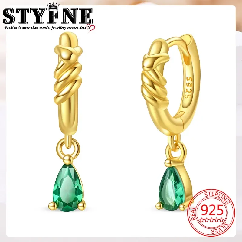 Animals Pets 925 Sterling Silver Gold Spirit Snake Green Teardrop Earrings Women's  Jewelry For Everyday Wear Couple Style