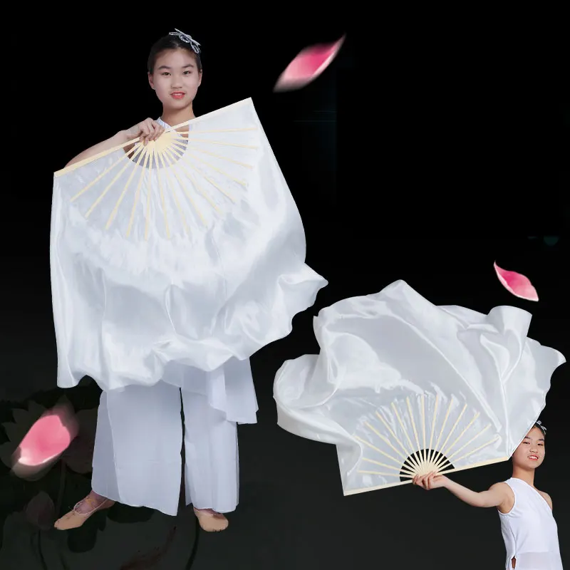 مروحة حريرية نصف دائرية على الوجهين للرقص الشعبي، أداء الفلامنكو الصيني للبطن، مروحة شريطية طويلة مع مقبض #4