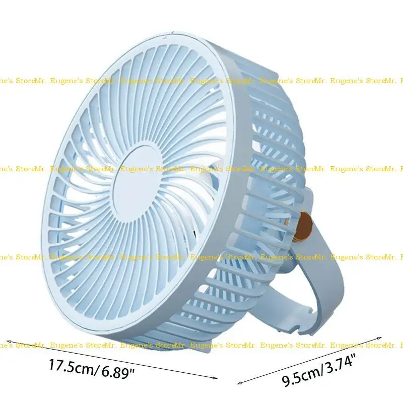 D08B 6.9'' Multi-function Remote Control Timing Hanging Fan with Hook+Lamp 2000mAh Small Ceiling Fan USB Charging for Kids