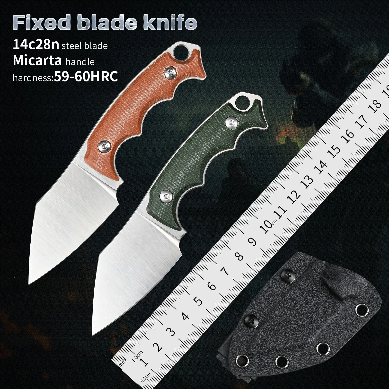 

Outdoor Utility Fixed Blade Knives Tactical Camping EDC Tools Self Defense Small Knife Survival 14c28n Steel