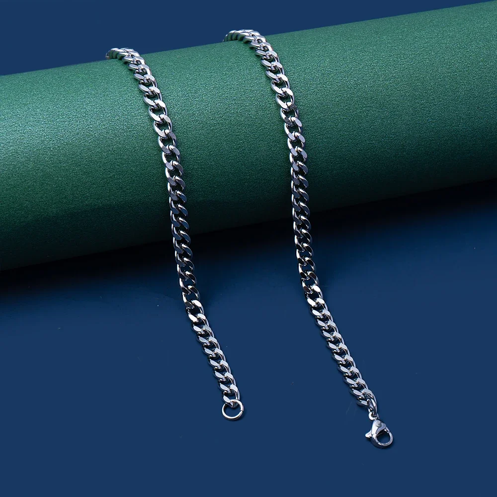 Goldfarbene Kubanische Kette aus Edelstahl, Einfache Basis-Halskette für Männer und Frauen, Hip-Hop-Schmuck, Trendige Accessoires – Detail 10