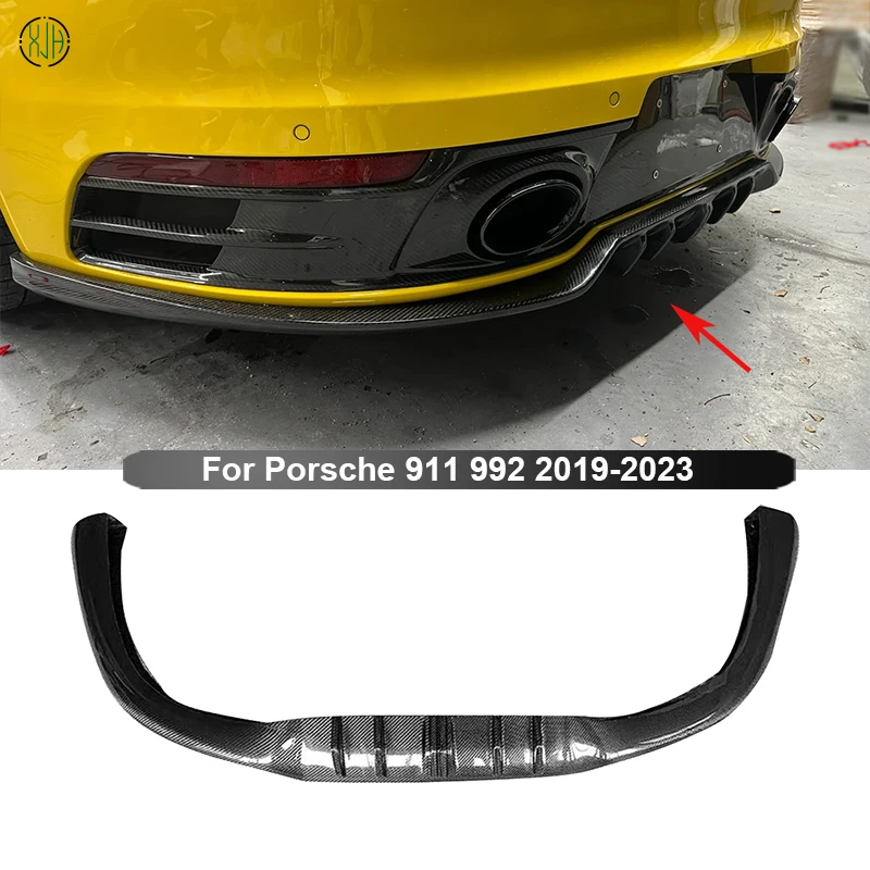 Carbon Fiber For Porsche 911 992 2019-2023 Car Rear Bumper Lip Diffuser Spoiler Parts Upgrade Body kit T style