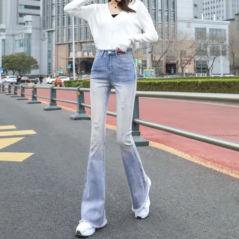 

Flare Jeans Pants Women’s Vintage Denim y2k Jeans Women High Waist Fashion Stretch tall and thin Trousers streetwear retro Jeans