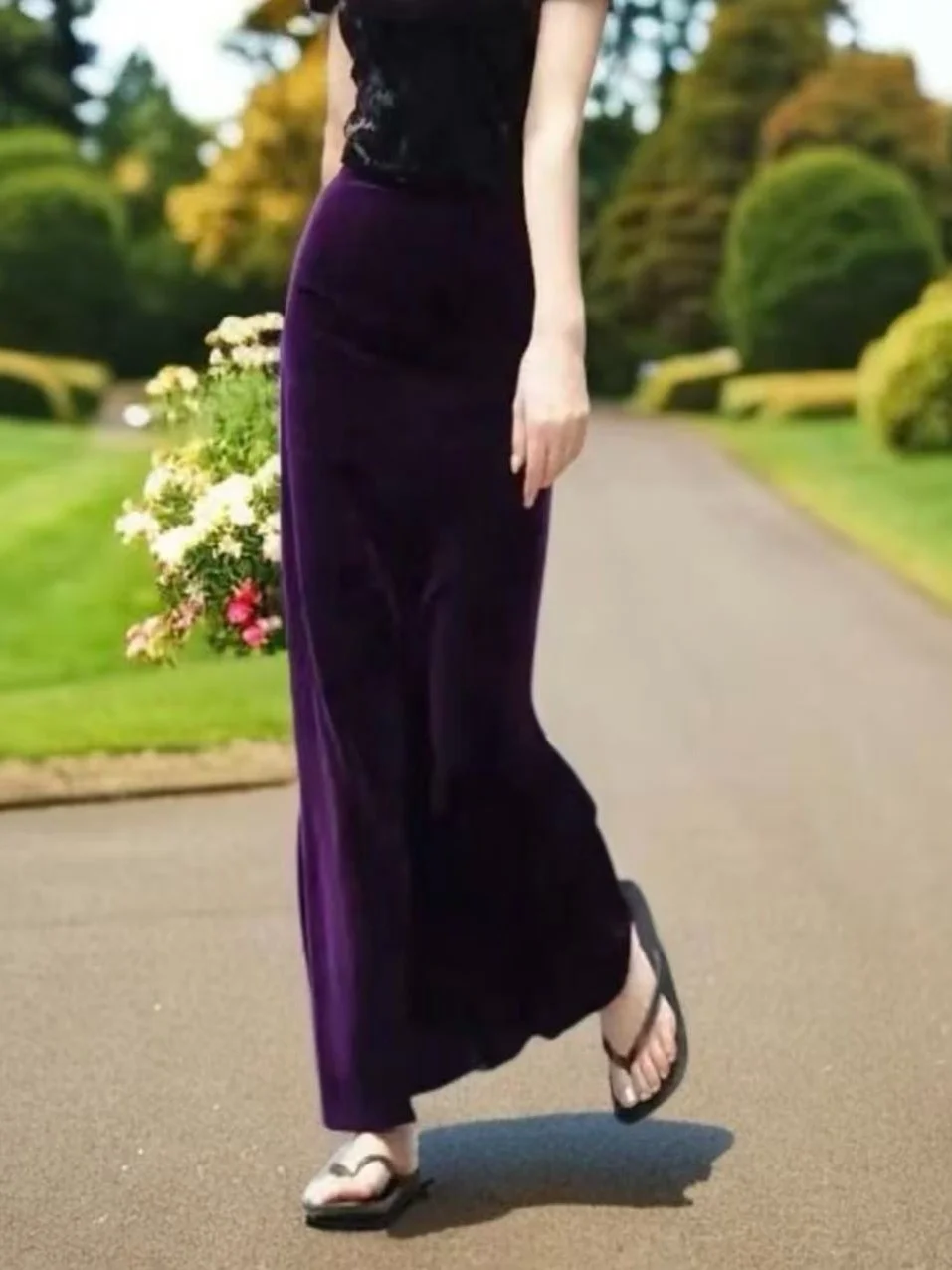 

Элегантная фиолетовая бархатная юбка-миди с запахом, асимметричная длинная юбка, осенняя новинка, облегающая, с высокой талией