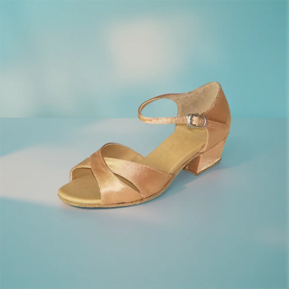 Evkoodance Girls Satin Ballroom Shoes Handmade 3cm Low Heel High Quality Free Ship Low Heel 5 colors can be choose Evkoo-357