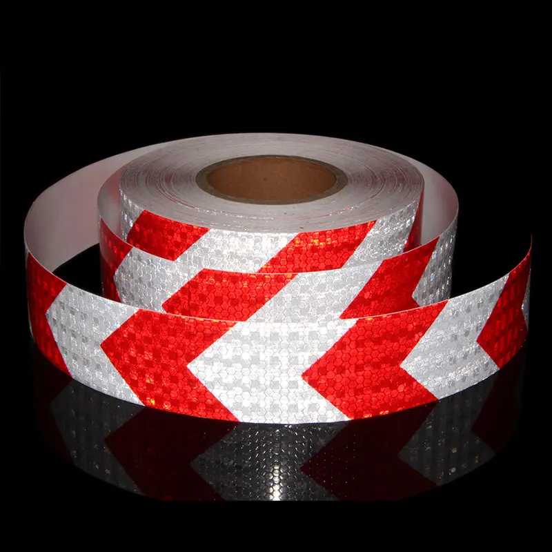 2 "X 25M Reflecterende Veiligheidswaarschuwing Reflector Tape Film Sticker Voor Bike Trailers Fiets Auto Motorfiets Reflecterende Stickers pijl