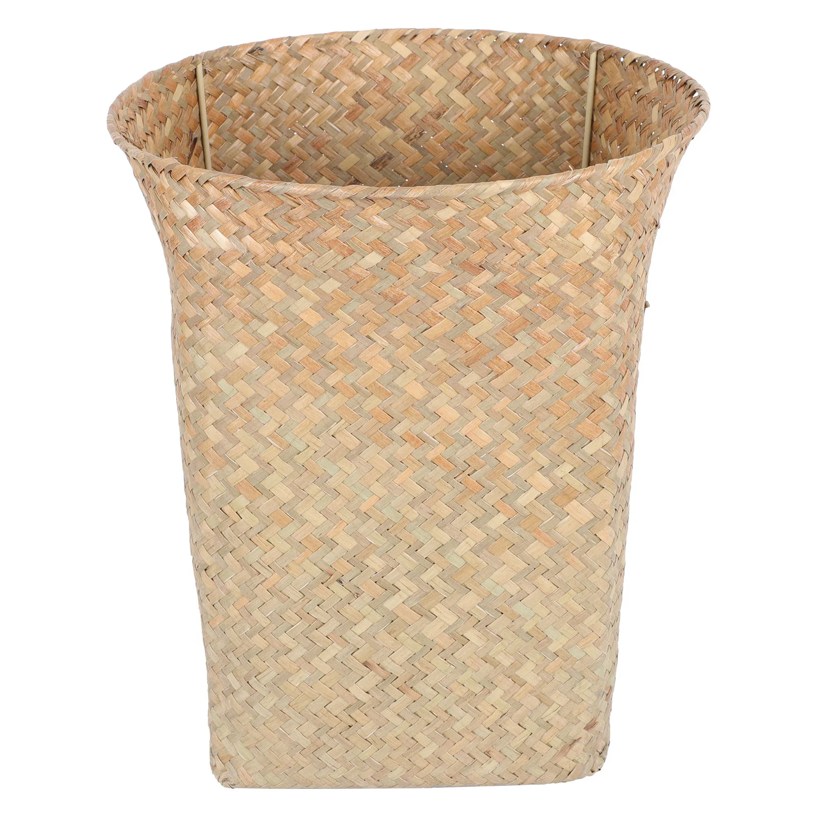 

Storage Basket Office Trash Container Large-capacity Laundry Bins Garbage Can Straw Woven Wastebasket Simple