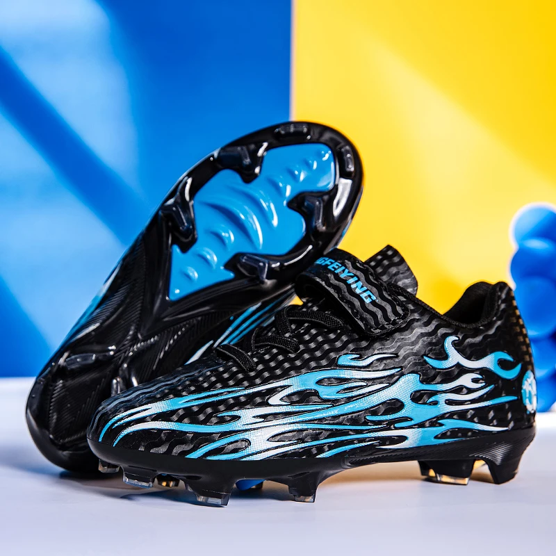 Пара детских четырехсезонных кожаных футбольных бутсов с длинными заклепками, износостойкие футбольные бутсы, размеры 30-39, XJL-25001-1