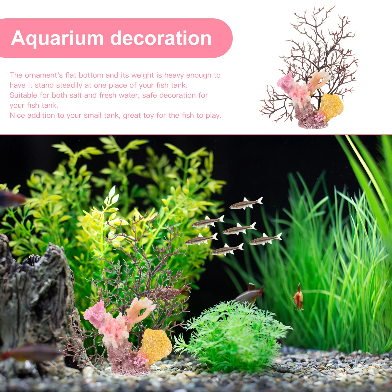 

Resin Coral Aquarium Decoration Fish Tank Ornament DIY Landscape Accessory Heavy Stable Vivid Aquarium Decoration