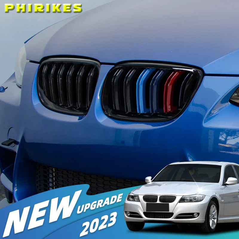 2PCS Auto Front Stoßstange Nieren Grill für BMW E92 E93 M3 2010-2013 Doppel Lamellen Linie ABS kunststoff Racing Gitter Ersatz Teil