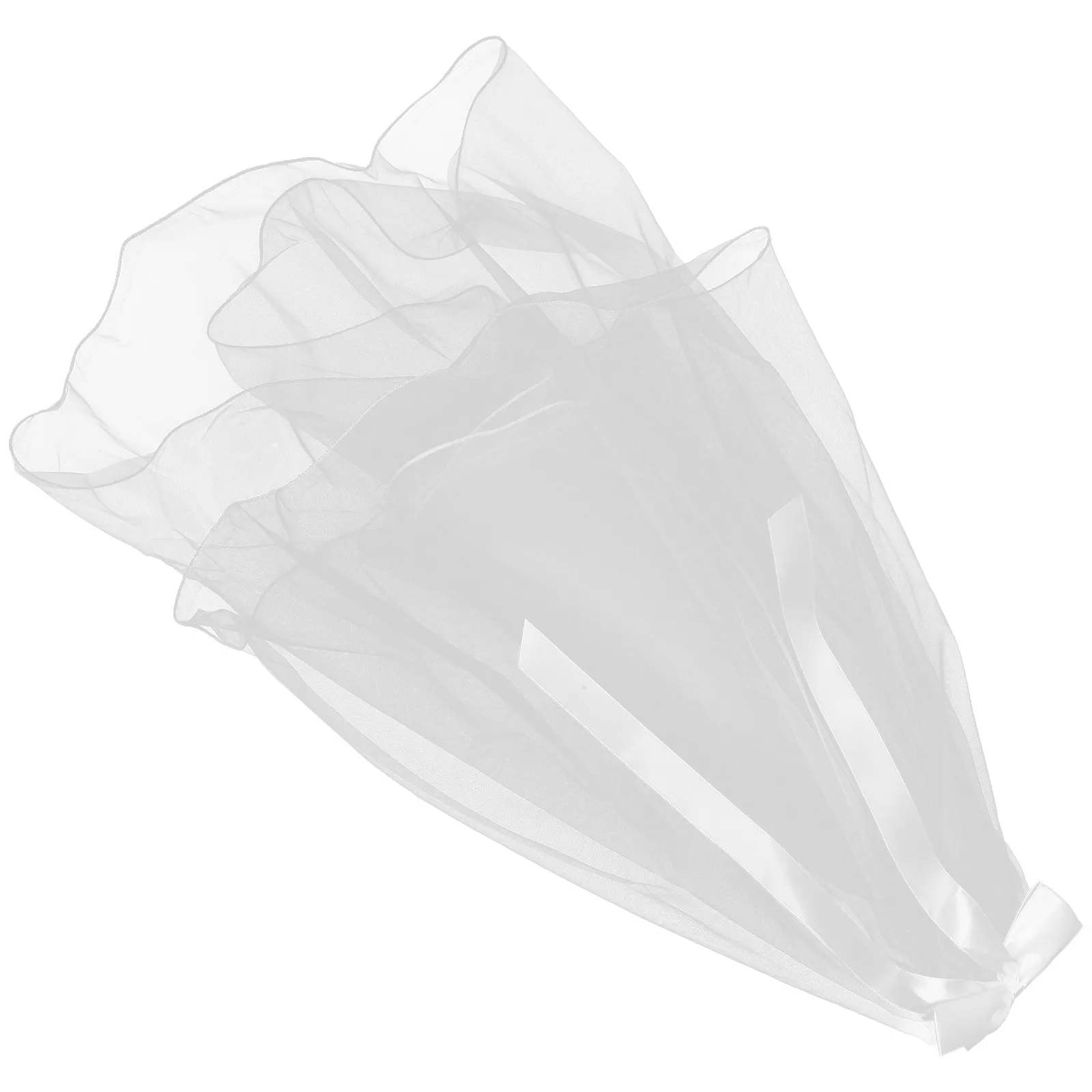Double Layer Roll Rim Bridal Veil Bowknot Decorative Veil Wedding Bride Hair Accessory for Bachelorette Photography