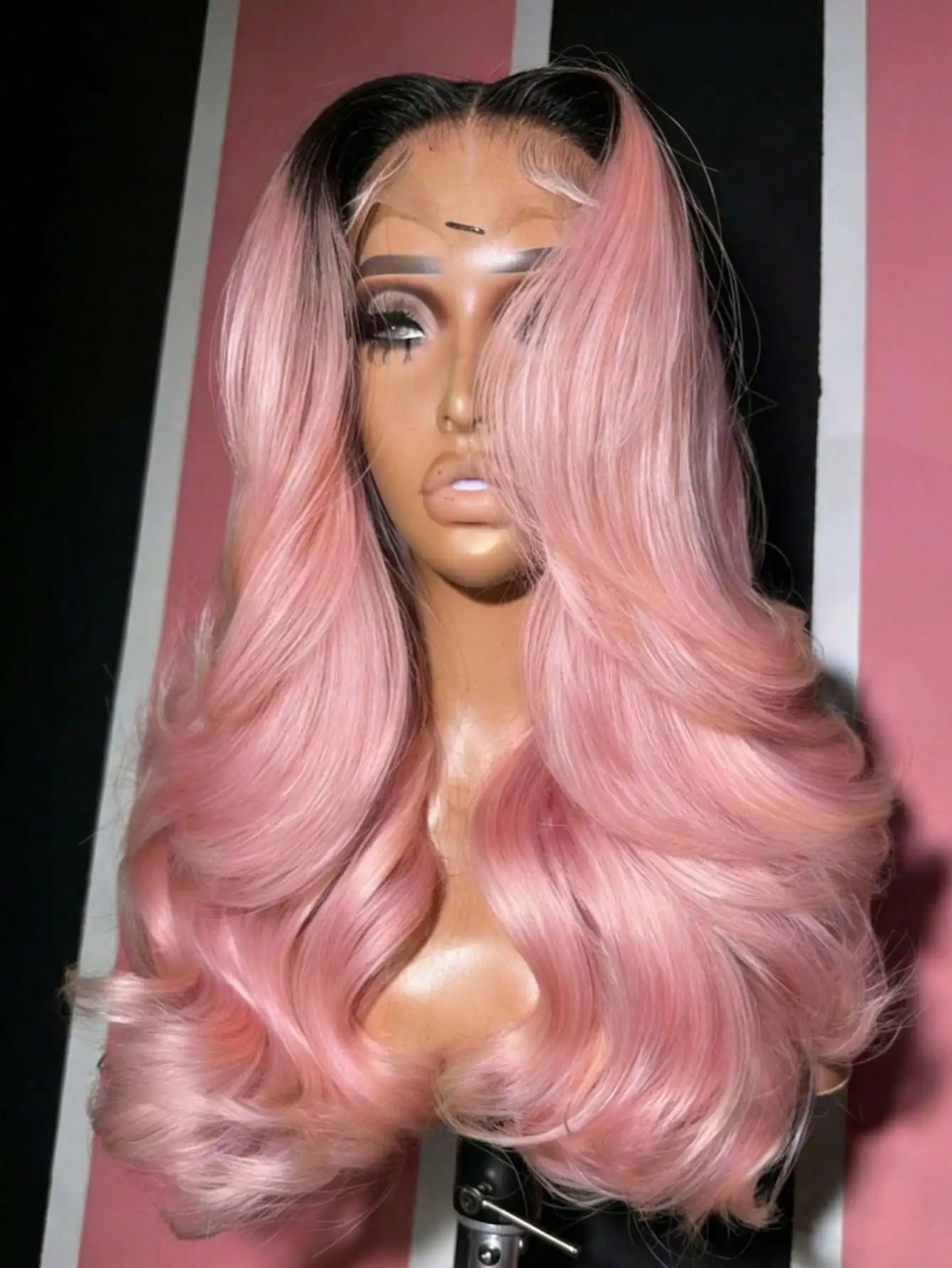 

Ombre Pink With Dark Roots 250 Density T Part Human Hair Wigs For Women Party Wig 13x4x1 HD Body Wave Lace Front Wigs Human Hair With Baby Hair Loose Wave Wig Human Hair For Daily Use Brazilian Remy Colored Glueless Wigs Human Hair Natural Looking