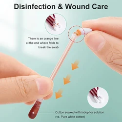 50/250 Pcs Disposable Iodine /Alcohol Cotton Swabs Stick Wound Sterilize Asepsis Cotton Portable Outdoor Medical Supplies