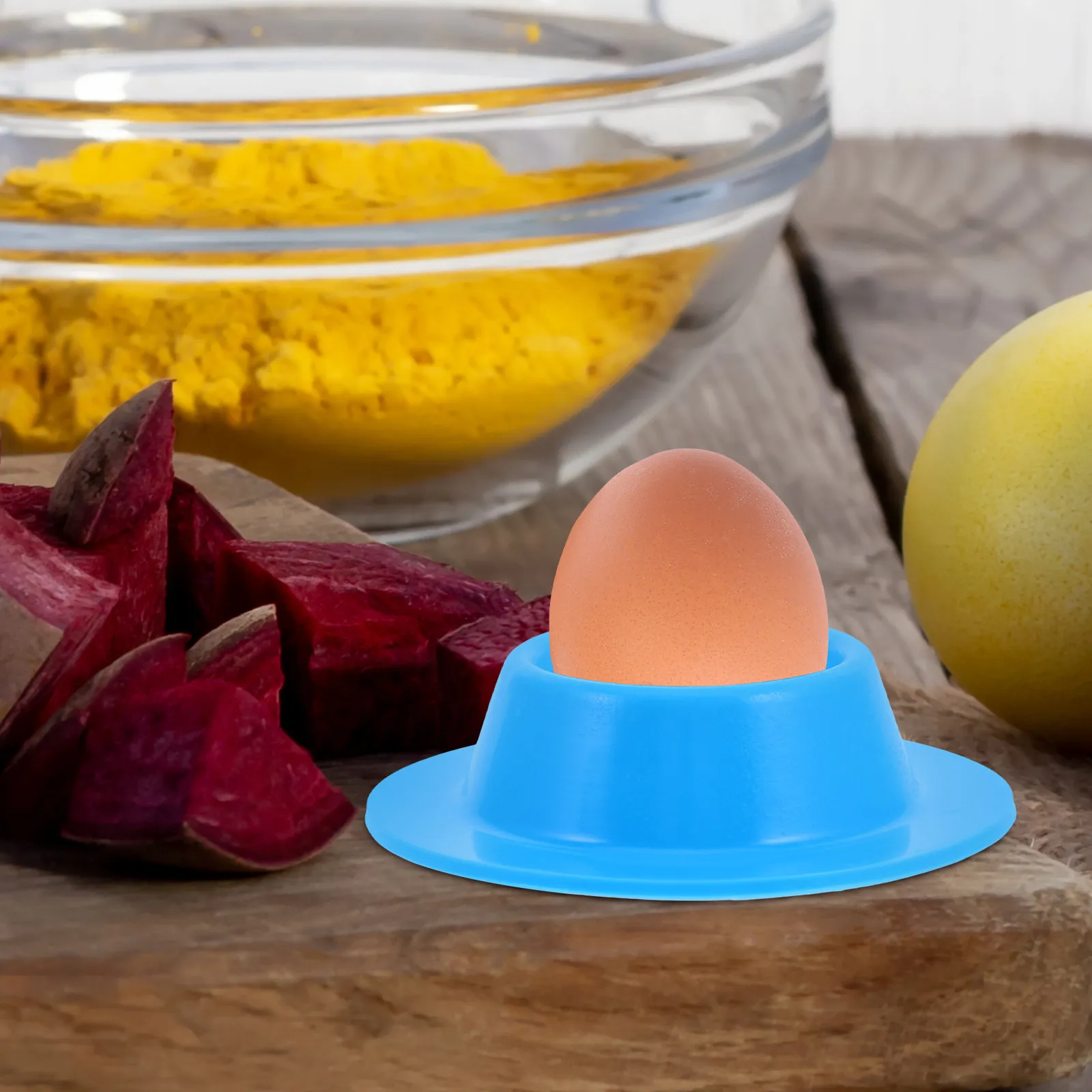 Silicone Egg Holder Stand Drop-Resistant Sky-Blue Egg Organizer Tray Base Seat for Boiled Hard Eggs Kitchen Gadget Countertop