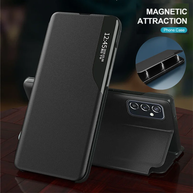 Capa Flip Smart View Magnética para Samsung Galaxy A15 5G SM-A156E/DSN SM-A156M/DSN SM-A156B/DSN com Suporte