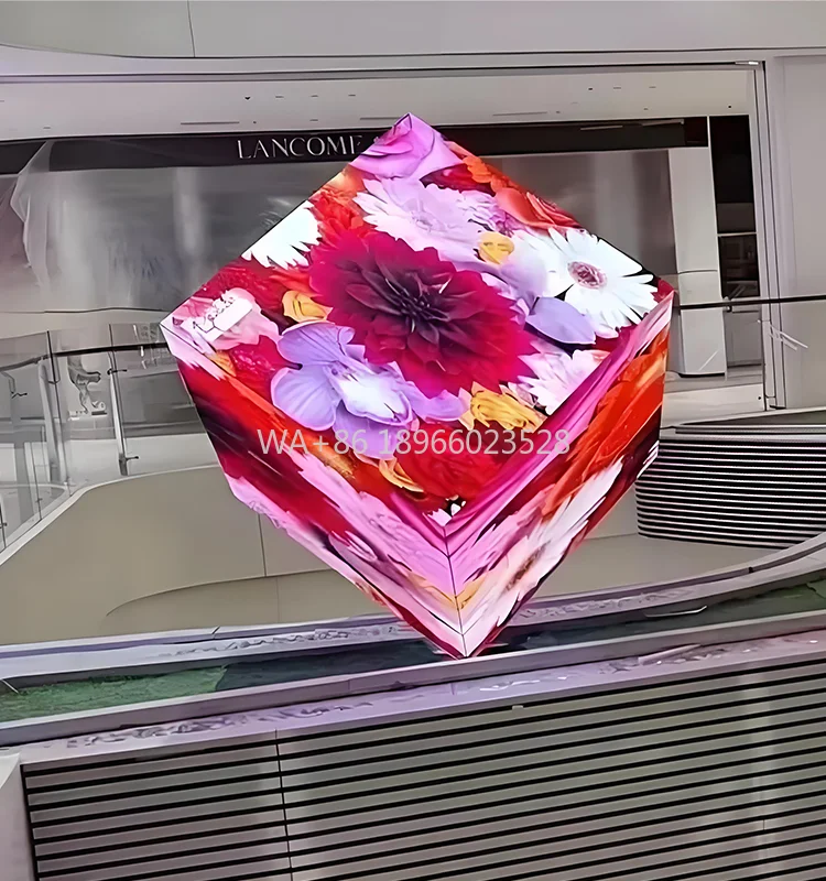 P2 P3 شاشة LED خارجية مكعبة 4G Wifi المكعب السحري للمتجر والمطاعم الإعلان الإبداعي 4/5 شاشة LED جانبية #1