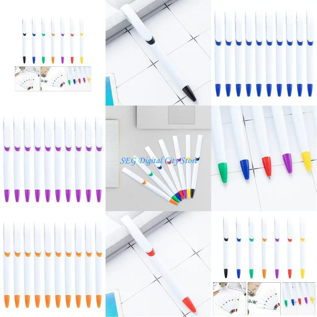 

U75B 10Pcs Long Retractable Auto Ballpoint Pens Student Easy Grip Ballpoint Pens